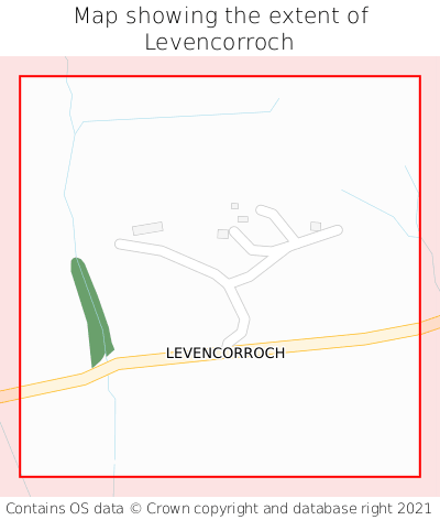 Map showing extent of Levencorroch as bounding box