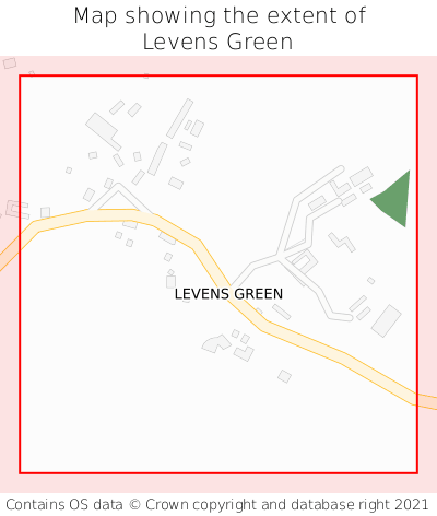 Map showing extent of Levens Green as bounding box