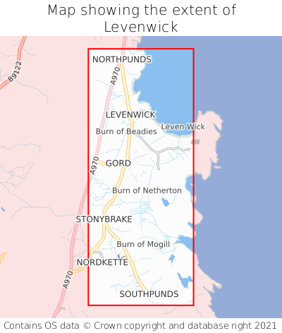 Map showing extent of Levenwick as bounding box
