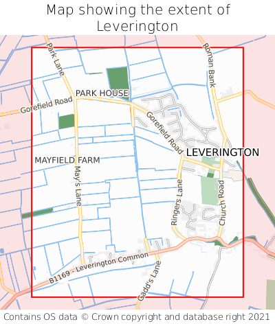 Map showing extent of Leverington as bounding box