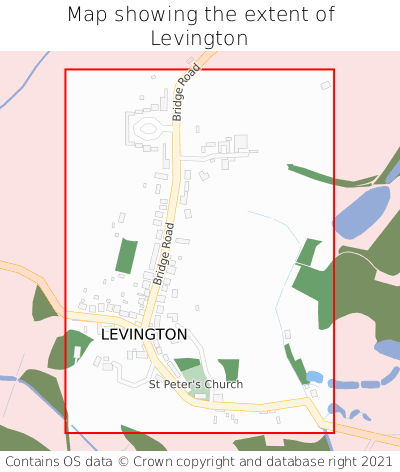 Map showing extent of Levington as bounding box