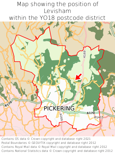 Map showing location of Levisham within YO18