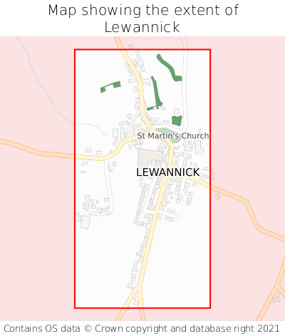 Map showing extent of Lewannick as bounding box