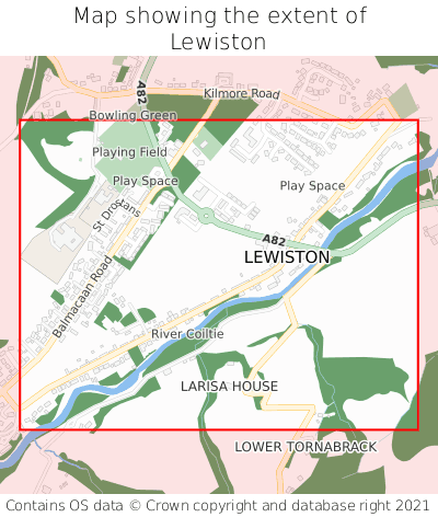 Map showing extent of Lewiston as bounding box