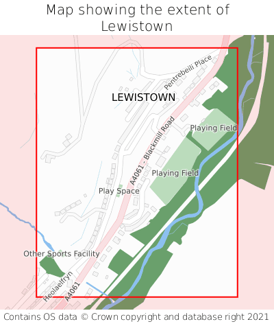 Map showing extent of Lewistown as bounding box