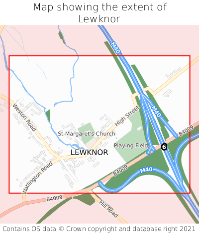 Map showing extent of Lewknor as bounding box