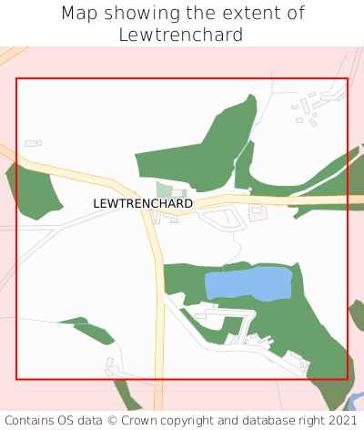 Map showing extent of Lewtrenchard as bounding box