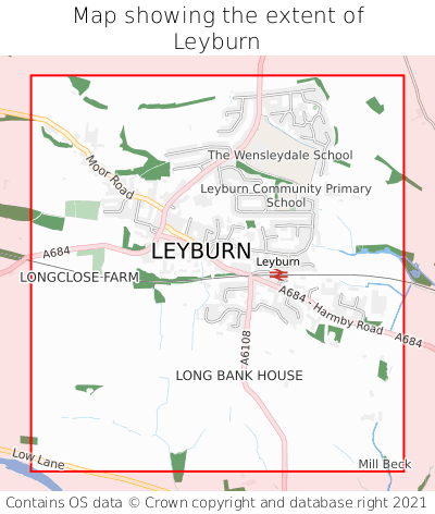 Map showing extent of Leyburn as bounding box