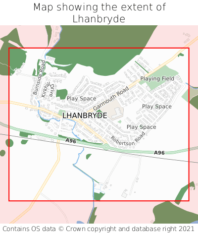 Map showing extent of Lhanbryde as bounding box