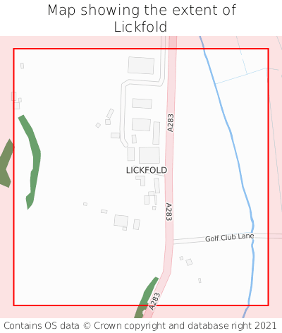 Map showing extent of Lickfold as bounding box