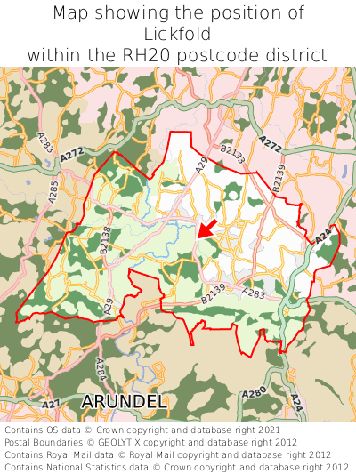 Map showing location of Lickfold within RH20