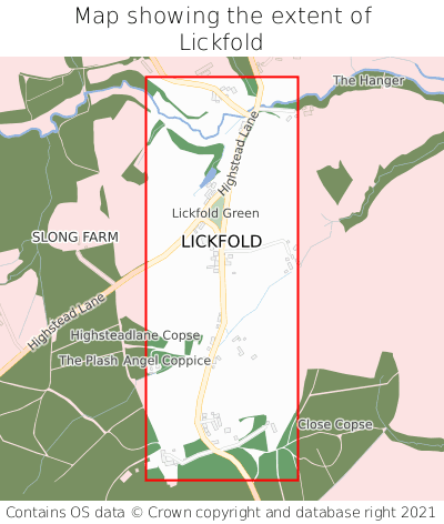 Map showing extent of Lickfold as bounding box
