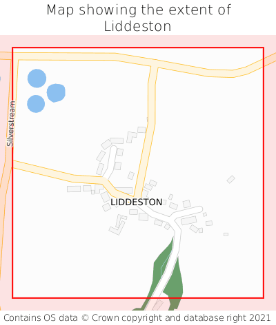 Map showing extent of Liddeston as bounding box