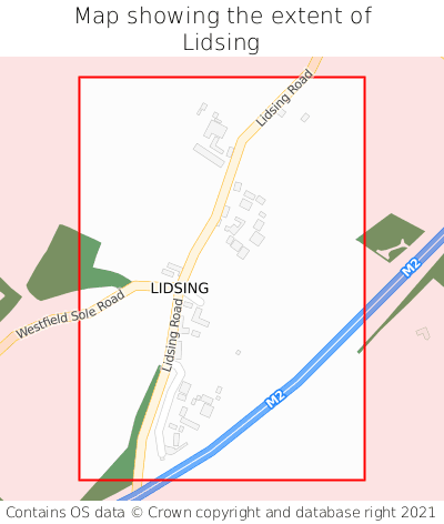 Map showing extent of Lidsing as bounding box