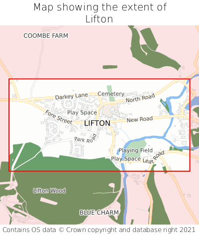 Map showing extent of Lifton as bounding box