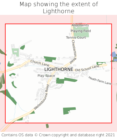 Map showing extent of Lighthorne as bounding box