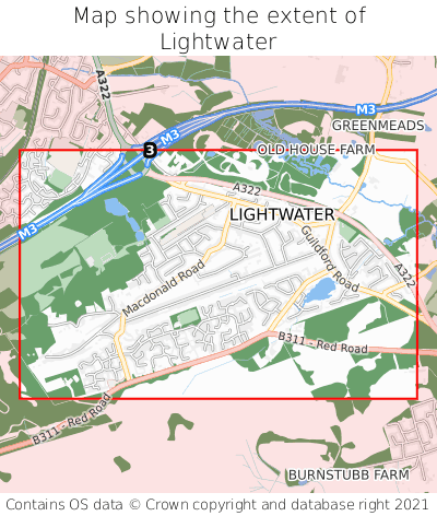 Map showing extent of Lightwater as bounding box