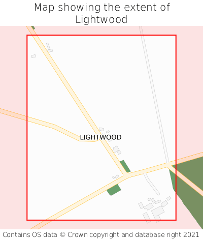 Map showing extent of Lightwood as bounding box