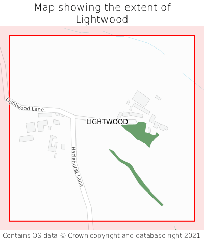 Map showing extent of Lightwood as bounding box