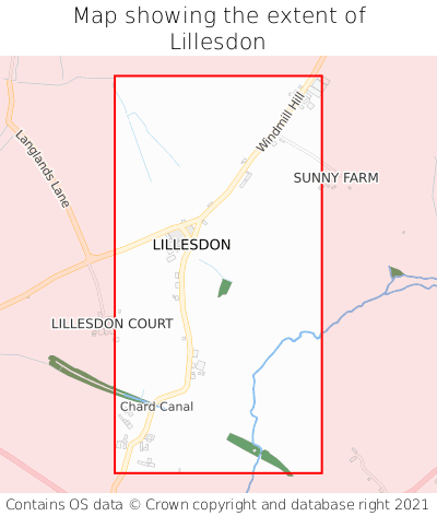Map showing extent of Lillesdon as bounding box