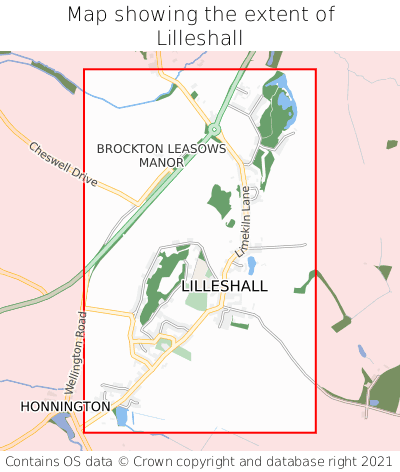 Map showing extent of Lilleshall as bounding box