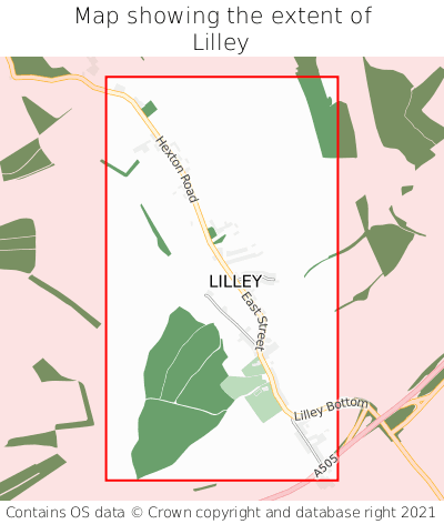 Map showing extent of Lilley as bounding box