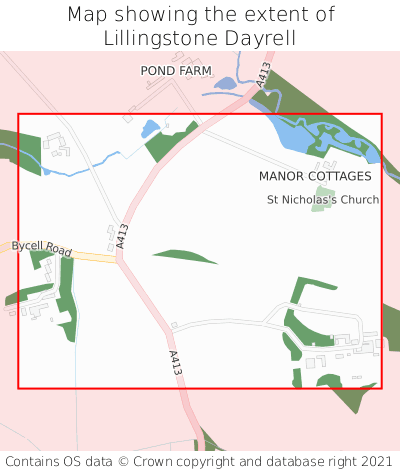 Map showing extent of Lillingstone Dayrell as bounding box