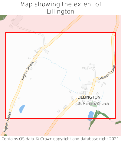 Map showing extent of Lillington as bounding box