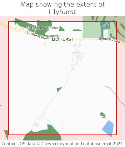 Map showing extent of Lilyhurst as bounding box