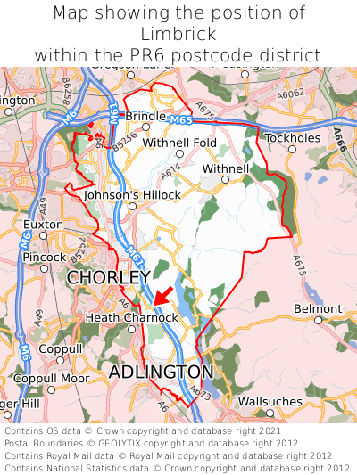 Map showing location of Limbrick within PR6