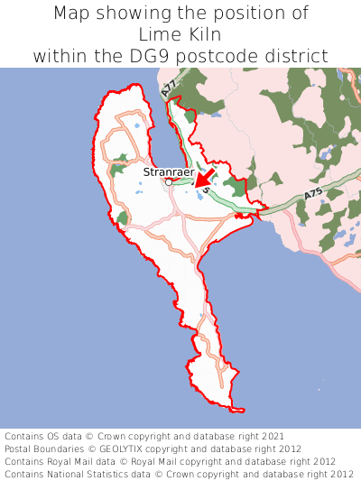 Map showing location of Lime Kiln within DG9