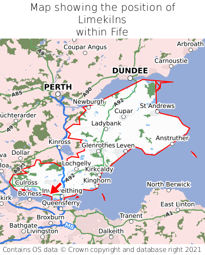 Map showing location of Limekilns within Fife