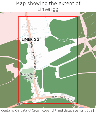 Map showing extent of Limerigg as bounding box
