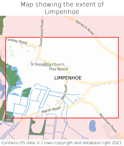 Map showing extent of Limpenhoe as bounding box