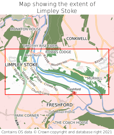 Map showing extent of Limpley Stoke as bounding box