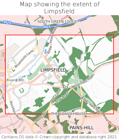 Map showing extent of Limpsfield as bounding box