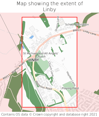 Map showing extent of Linby as bounding box