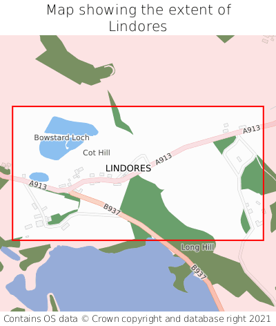 Map showing extent of Lindores as bounding box