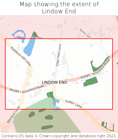 Map showing extent of Lindow End as bounding box