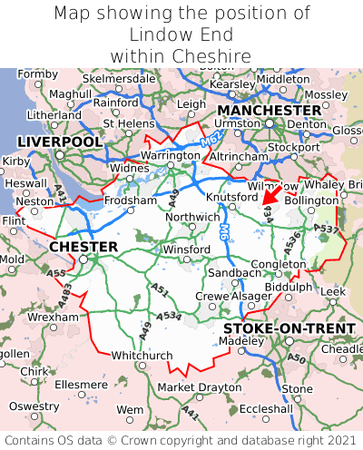 Map showing location of Lindow End within Cheshire