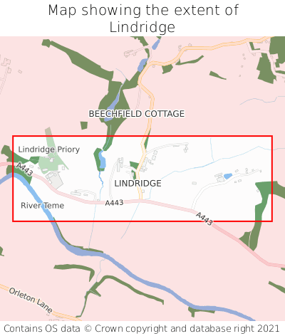 Map showing extent of Lindridge as bounding box