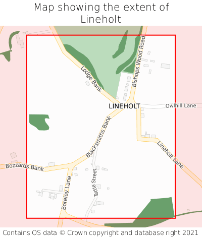 Map showing extent of Lineholt as bounding box