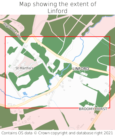 Map showing extent of Linford as bounding box