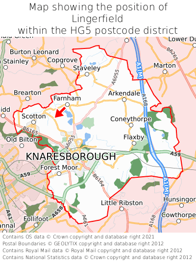 Map showing location of Lingerfield within HG5