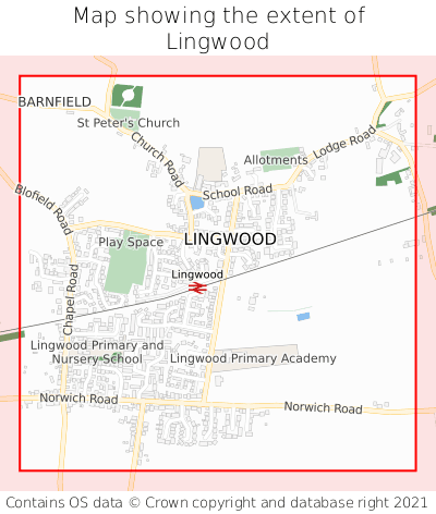 Map showing extent of Lingwood as bounding box