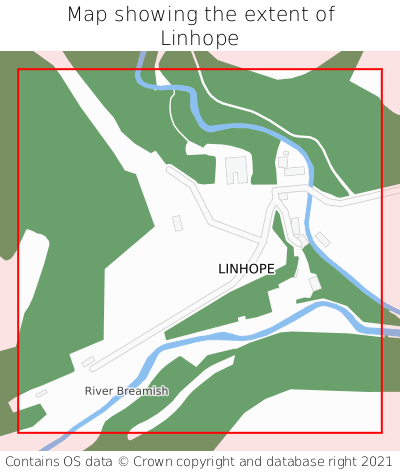 Map showing extent of Linhope as bounding box