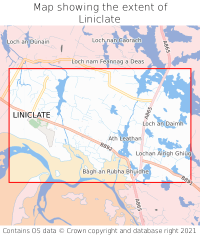 Map showing extent of Liniclate as bounding box