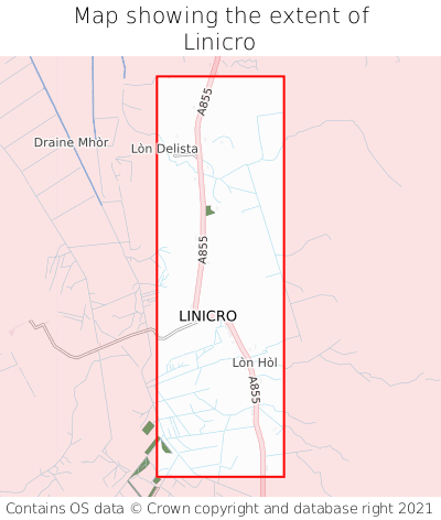 Map showing extent of Linicro as bounding box