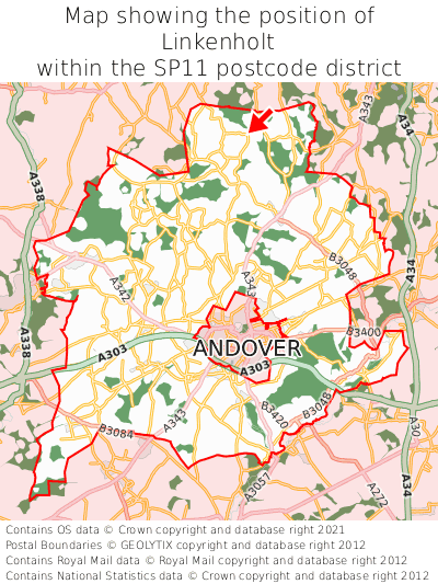 Map showing location of Linkenholt within SP11