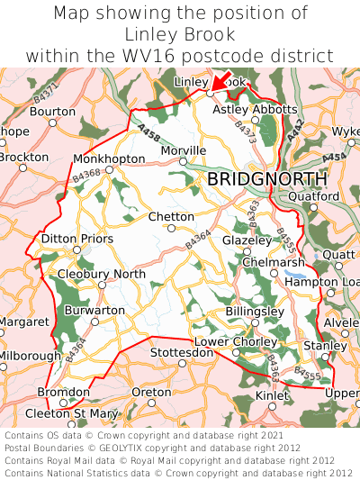 Map showing location of Linley Brook within WV16